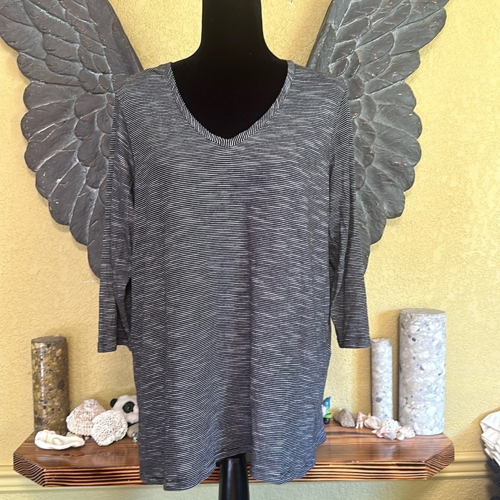 J Jill Striped 3/4 sleeve Shirt